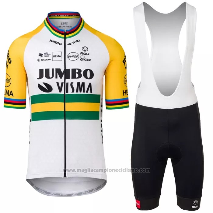 2022 Abbigliamento Ciclismo Jumbo Visma Giallo Verde Manica Corta e Salopette